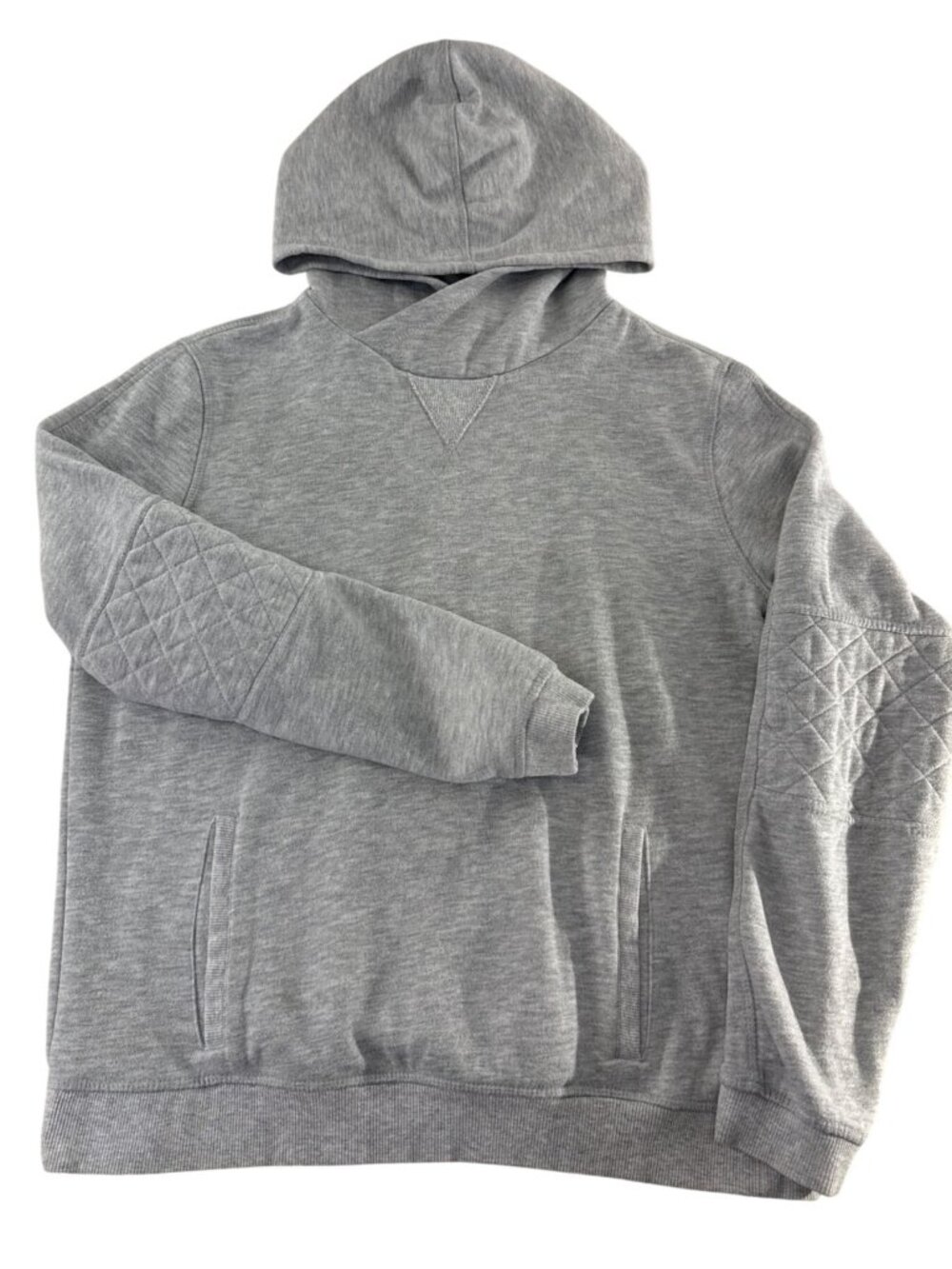 Marine Layer Women's Medium Gray Quilted Sleeve Pullover Hoodie Sweatshirt Hike